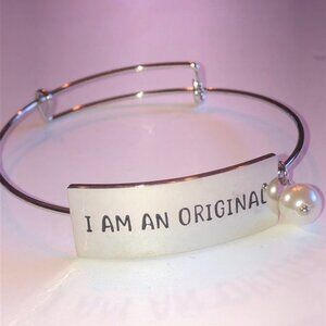 I Am An Original Silver Tone Boho Faux Pearl Bracelet She’s Brave Brand